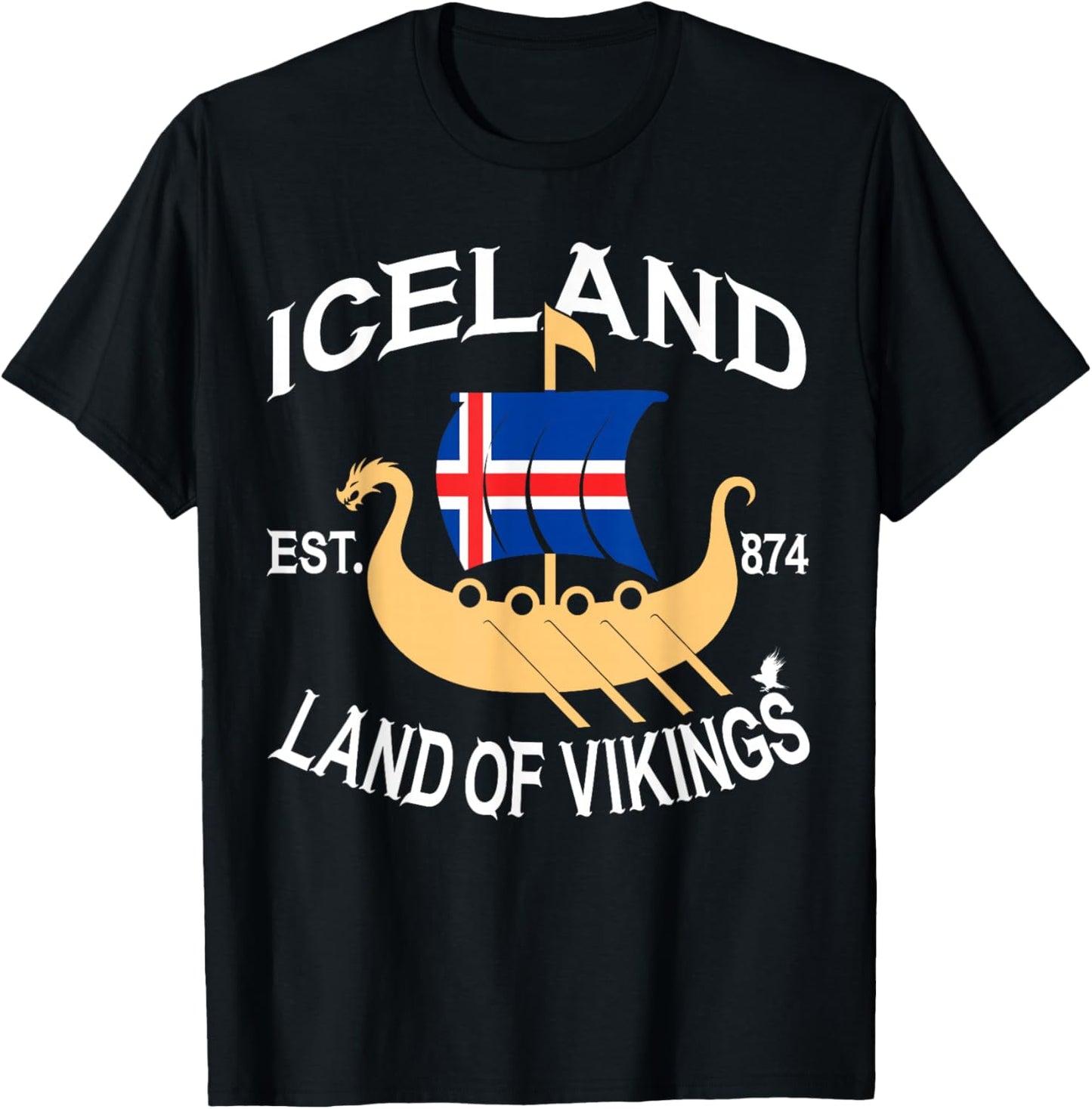 Norse Mythology Viking Ship Island Land of the Vikings T-Shirt - T-Shirt | Black