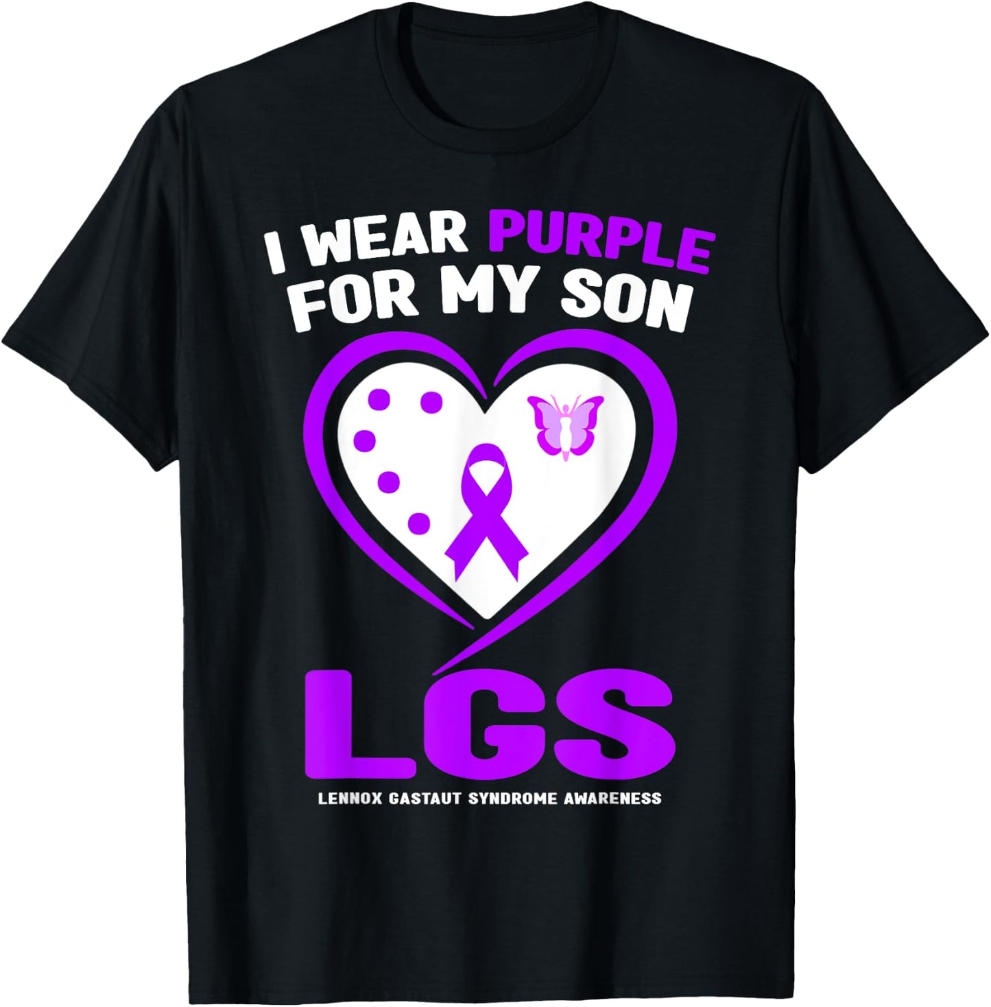 I Wear Purple For My Son Lennox Gastaut Syndrome Awareness T-Shirt - T-Shirt | Black