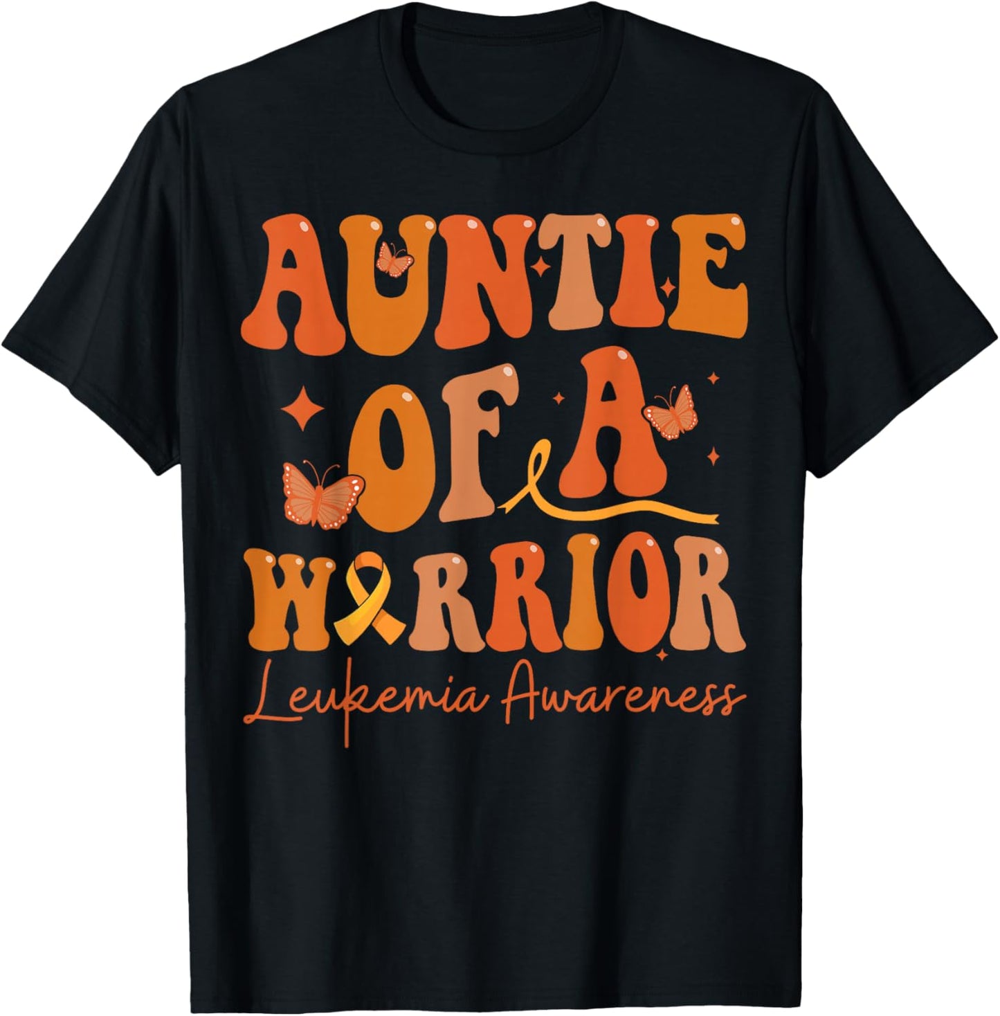 Auntie Of A Warrior Leukemia Awareness Family Matching T-Shirt - T-Shirt | Black