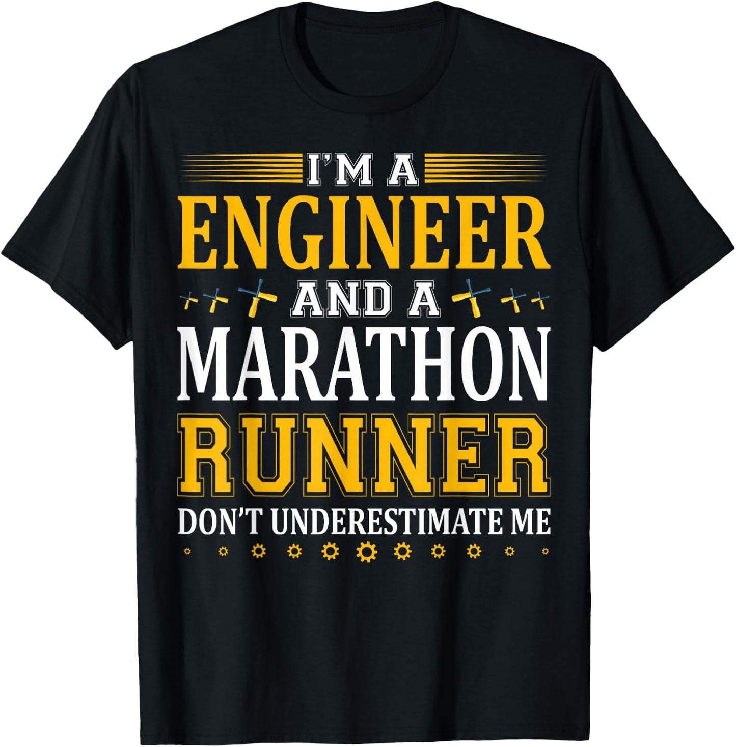 Marathon Runner Engineer Running Design Marathon Race Gift T-Shirt - T-Shirt | Black