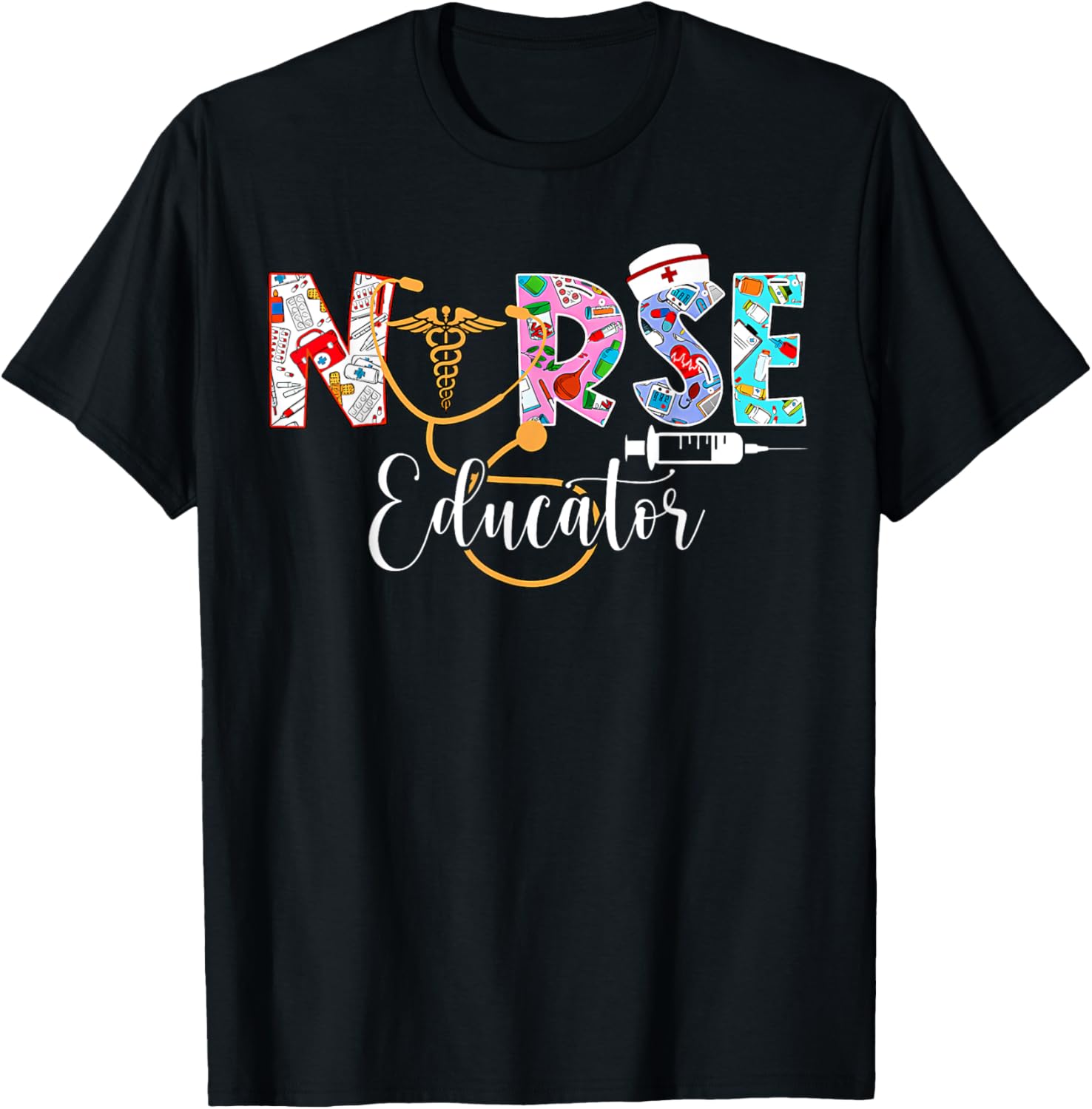 Nurse Educator Nursing School Instructor Stethoscope Nurse T-Shirt - T-Shirt | Black