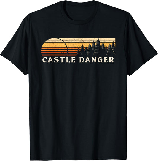 Castle Danger, MN Vintage Evergreen Sunset Eighties Retro T-Shirt - T-Shirt | Black