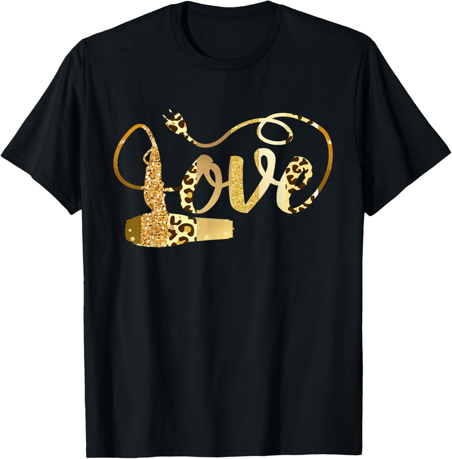 Hair Stylist LOVE Valentine Hairdresser Leopard Animal Print T-Shirt - T-Shirt | Black