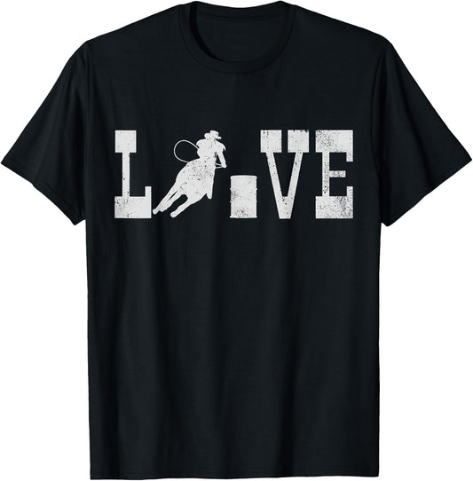 Barrel Racing Love Vintage Gift T-Shirt - T-Shirt | Black