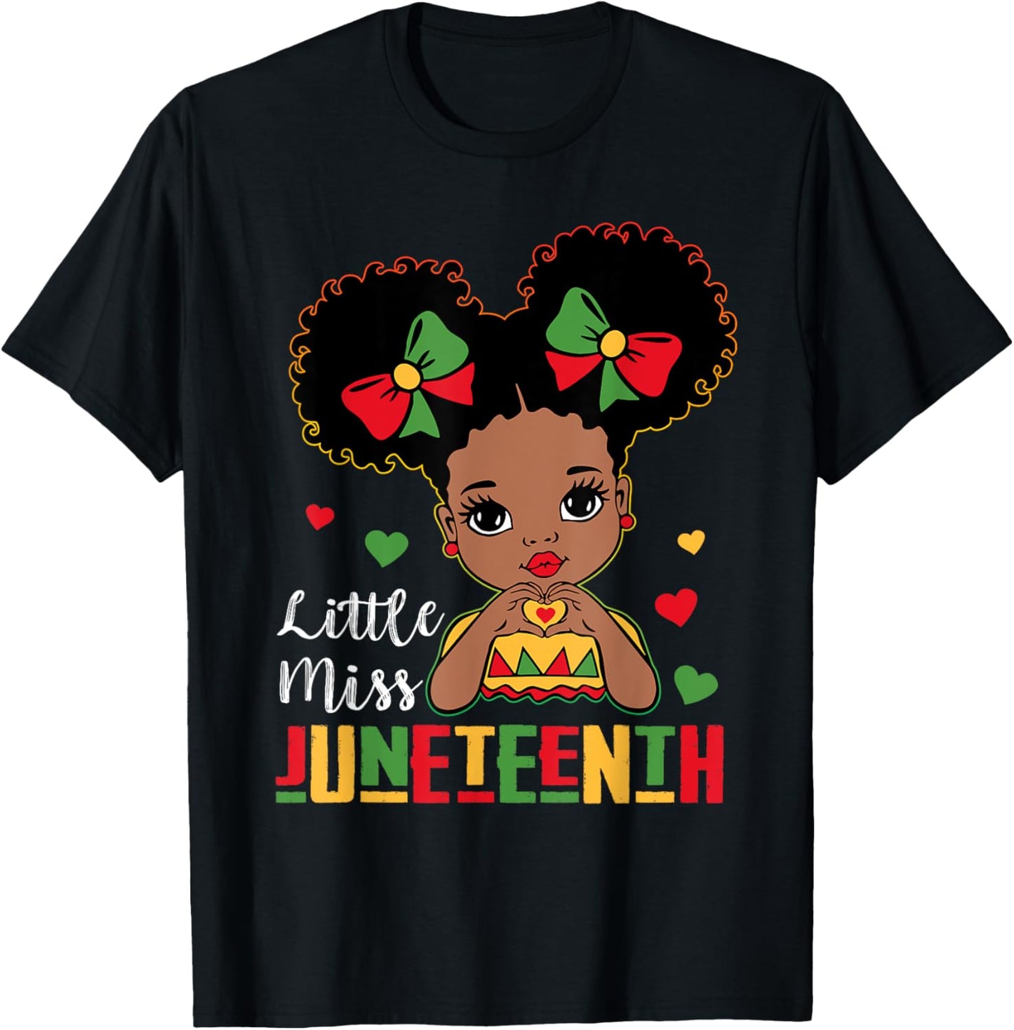 Little Miss Juneteenth Shirt Girl Toddler Black History Kids T-Shirt - T-Shirt | Black