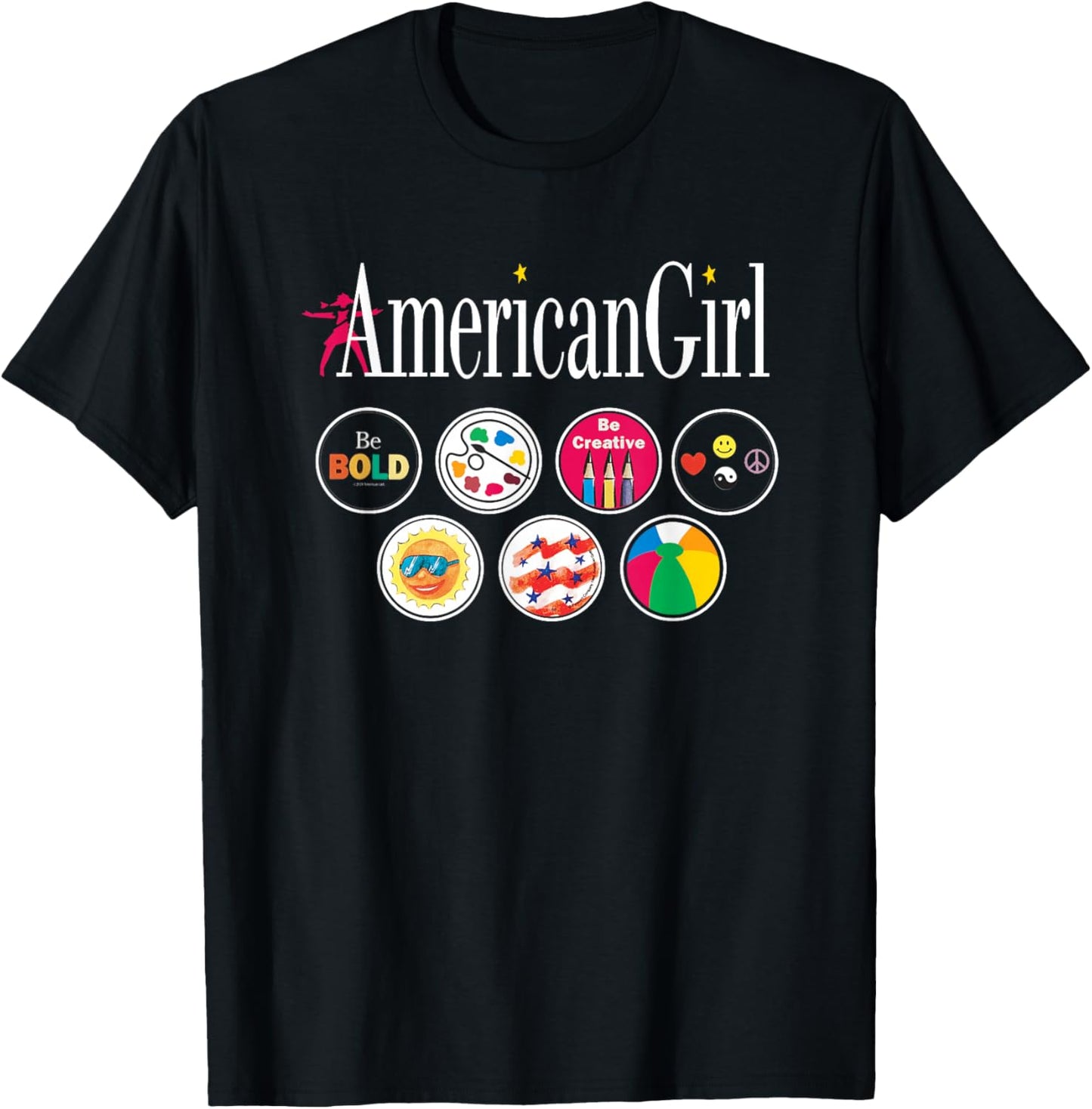 American Girl - Logo & Grin Pins T-Shirt - T-Shirt | Black
