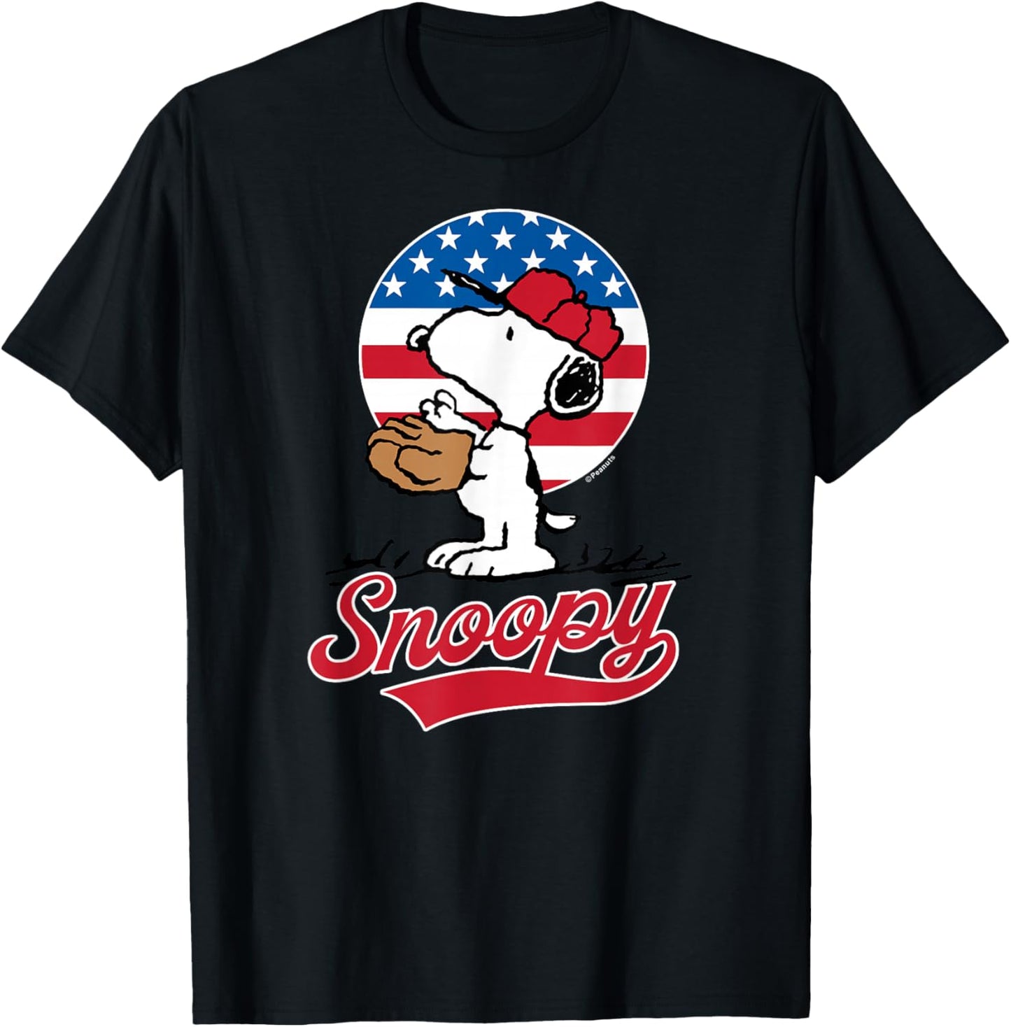 Peanuts - Snoopy Americana Baseball T-Shirt - T-Shirt | Black