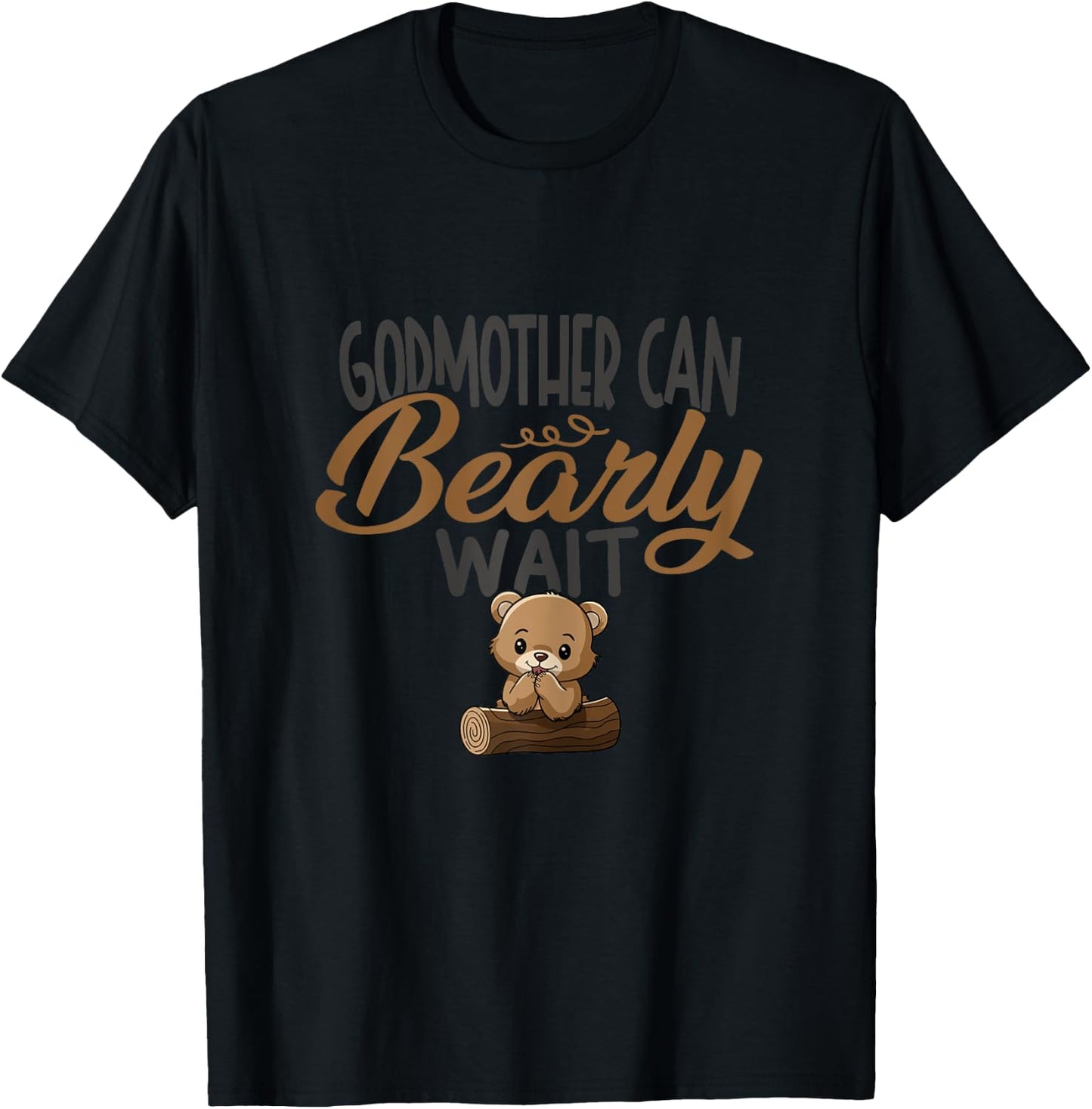 Godmother Can Bearly Wait Baby Shower T-Shirt - T-Shirt | Black