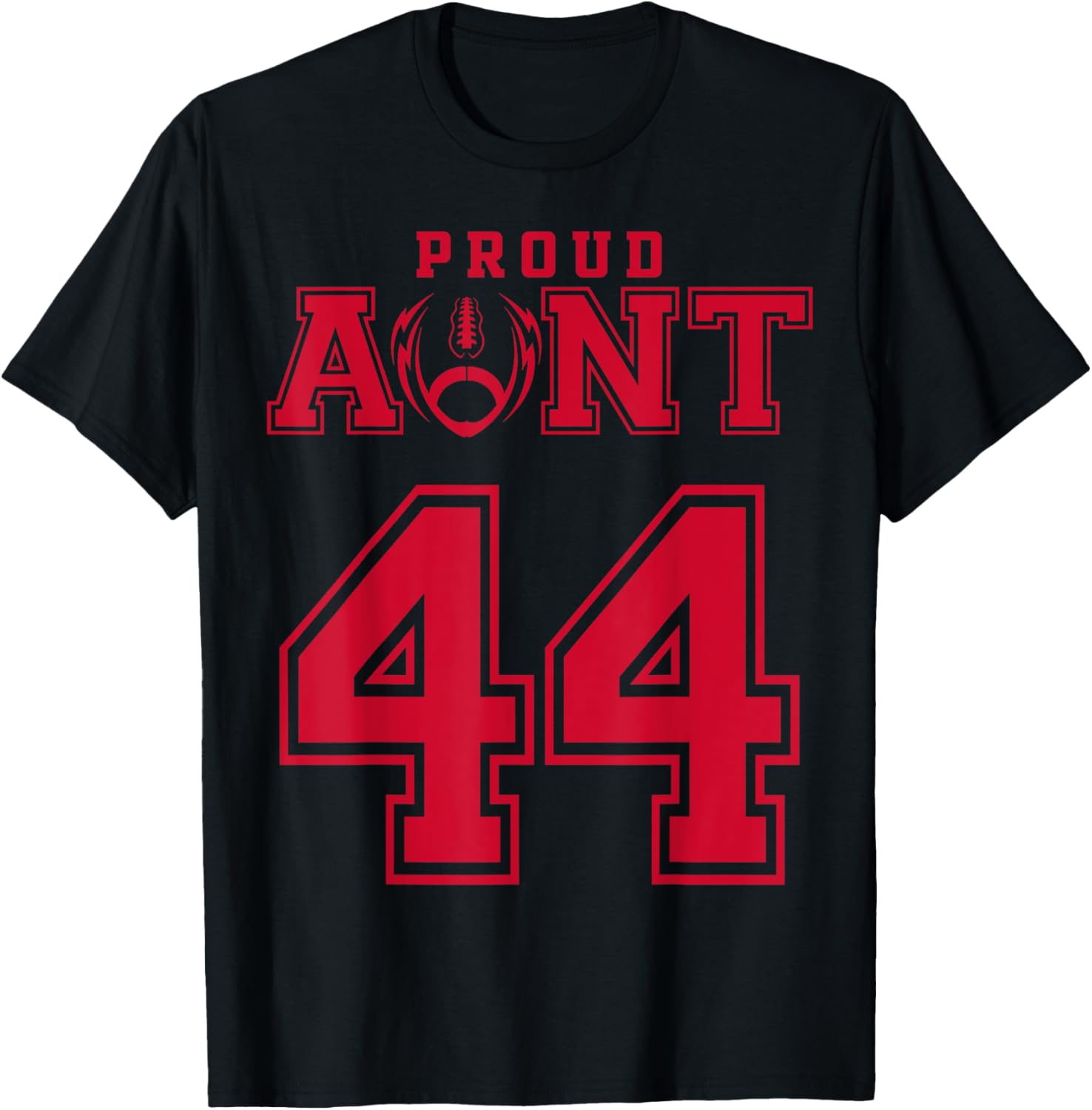 Custom Proud Football Aunt Number 44 R Personalized T-Shirt - T-Shirt | Black