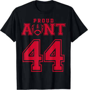 Custom Proud Football Aunt Number 44 R Personalized T-Shirt - T-Shirt | Black
