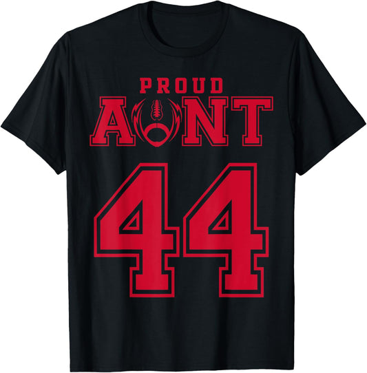 Custom Proud Football Aunt Number 44 R Personalized T-Shirt - T-Shirt | Black