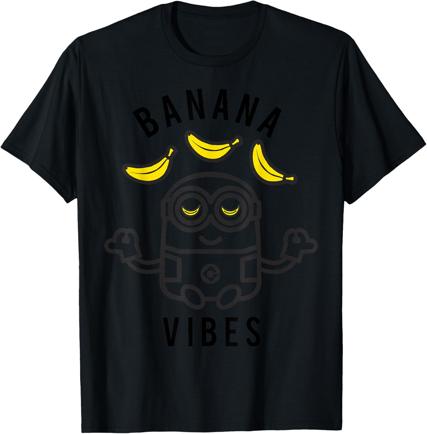 Despicable Me Minions Banana Vibes Meditation Minion Sketch T-Shirt - T-Shirt | Black