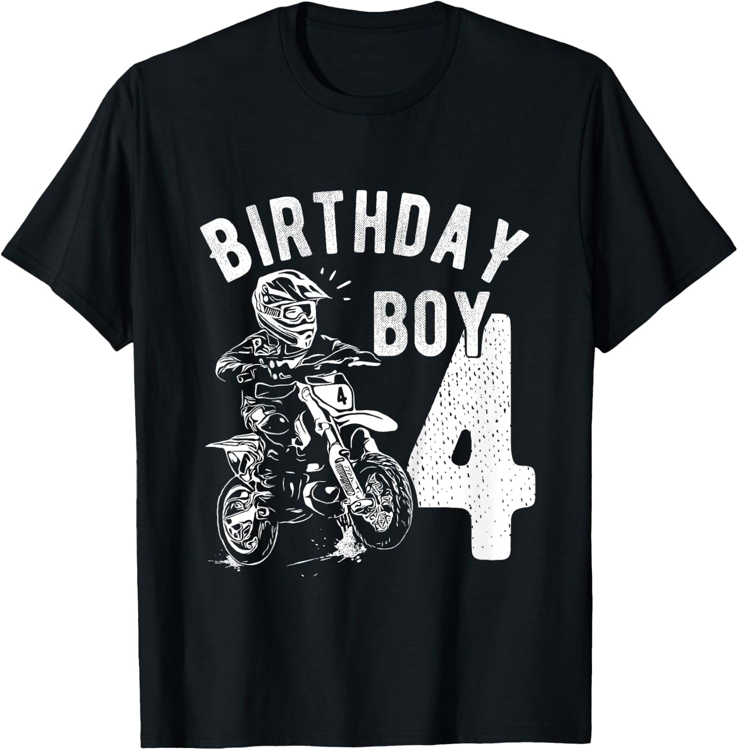 Kids 4 years old kid - Birthday boy - Dirt bike - Motorcycle T-Shirt - T-Shirt | Black
