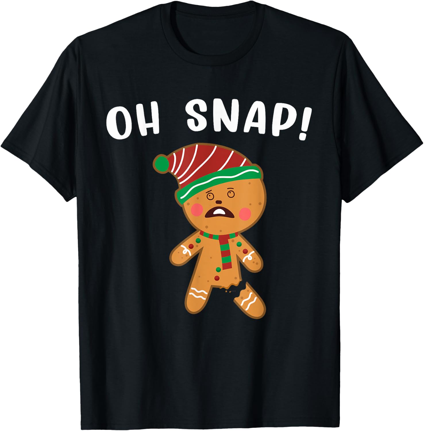 Gingerbread Man Oh Snap Christmas Funny Cookie Baking Gift T-Shirt - T-Shirt | Black