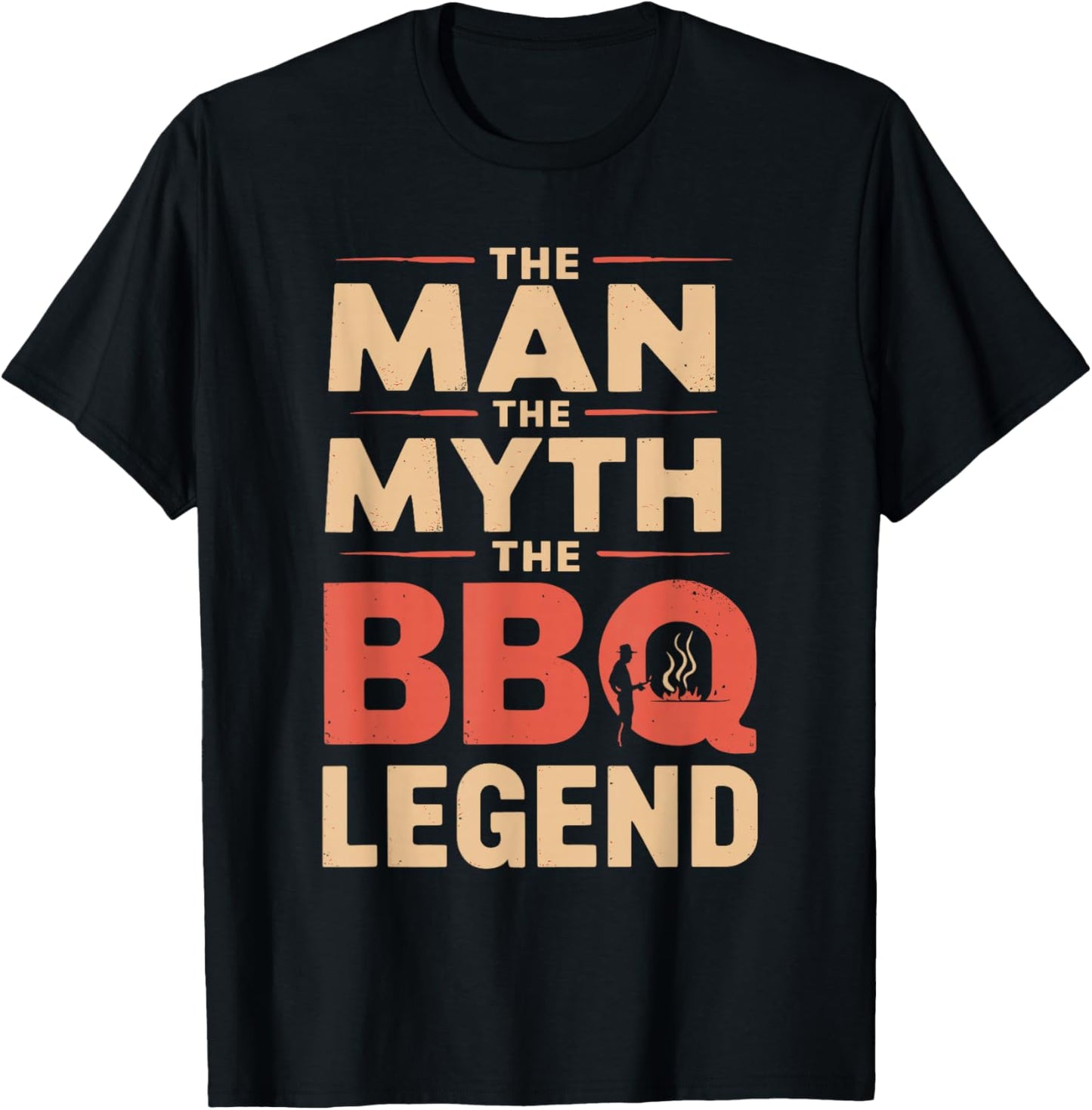 Funny The Man The Myth The BBQ Legend Fathers Day Grilling T-Shirt - T-Shirt | Black