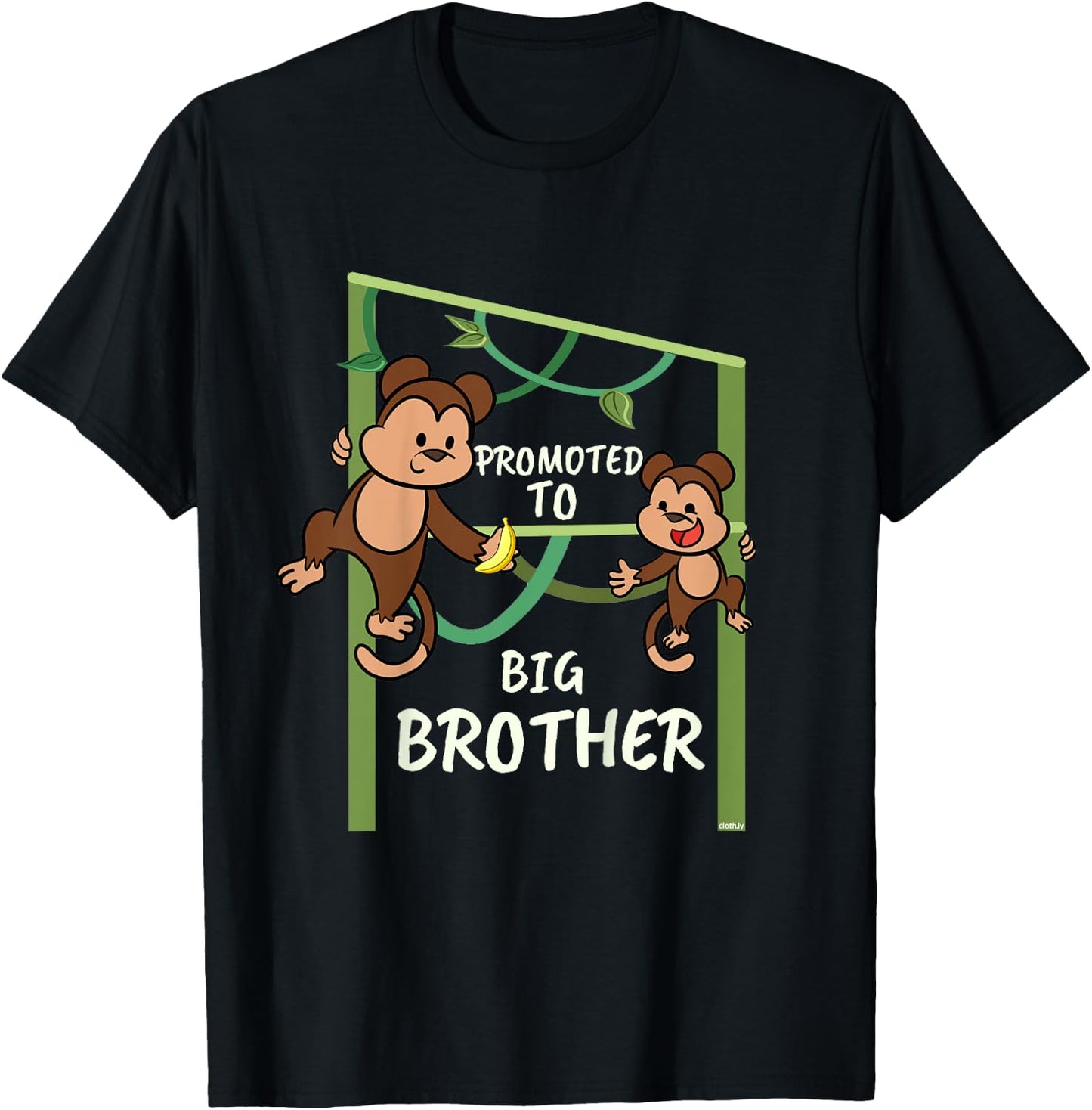 Kids Promoted to Big Brother Shirt Monkey Brothers T-Shirt - T-Shirt | Black