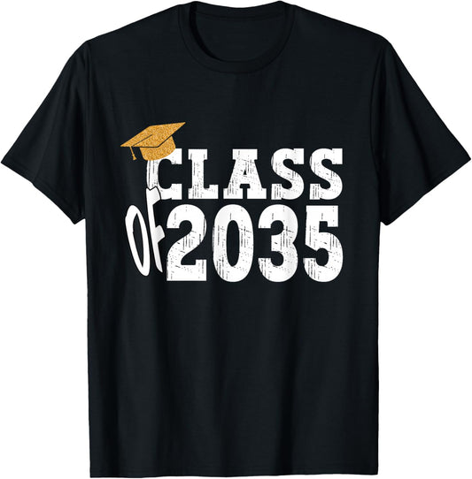 Class of 2035 Grow With Me Boy Girl First Day of Graduation T-Shirt - T-Shirt | Black