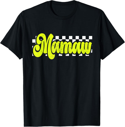 Mamaw Retro Checkered Distressed design T-Shirt - T-Shirt | Black