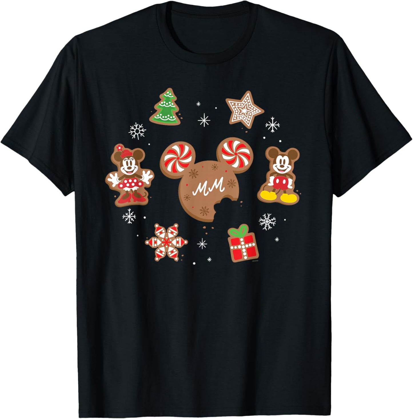 Disney Mickey & Minnie Christmas Holiday Gingerbread Cookies T-Shirt - T-Shirt | Black