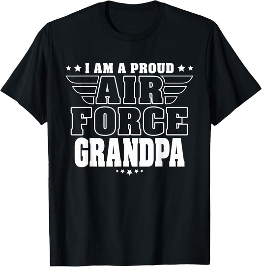 Proud Air Force Grandpa Patriotic Pride Military Grandfather T-Shirt - T-Shirt | Black