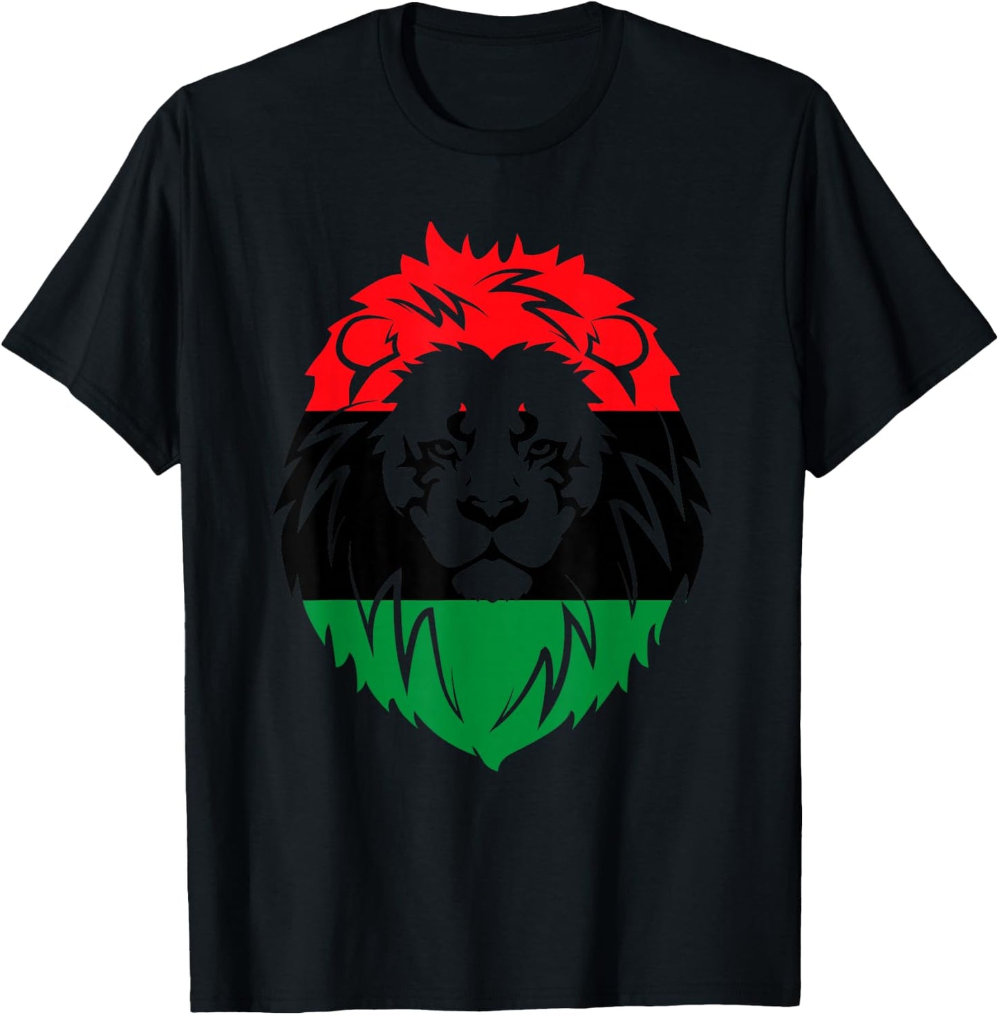 Pan African Flag - Lion Face Africa Unia Flag T-Shirt - T-Shirt | Black