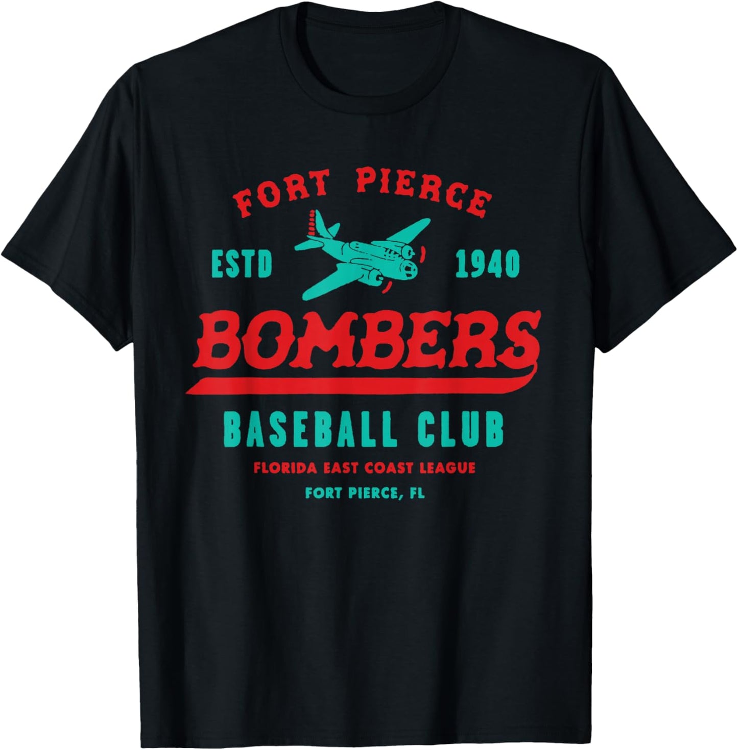 Vintage Fort Pierce Florida Bombers Defunct Baseball Team T-Shirt - T-Shirt | Black
