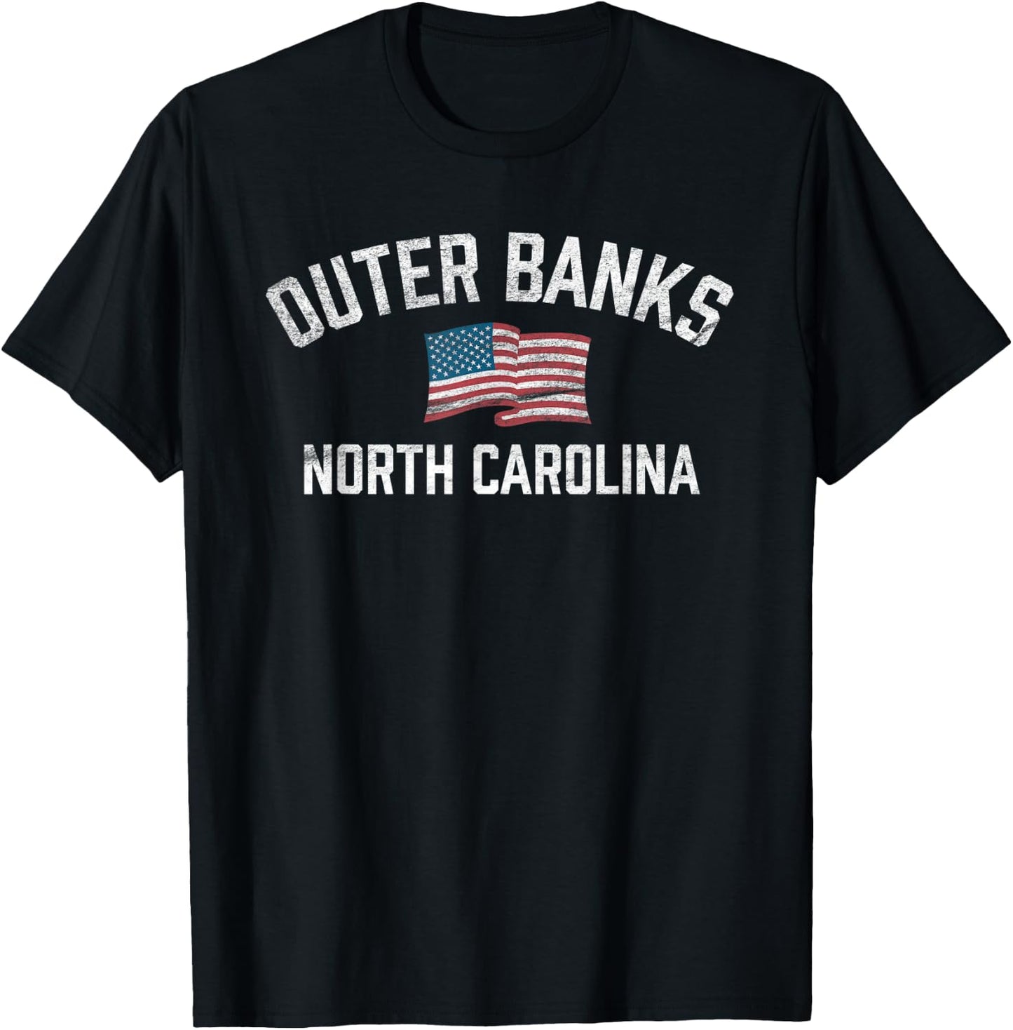 Outer Banks OBX North Carolina NC USA Flag White Vintage T-Shirt - T-Shirt | Black