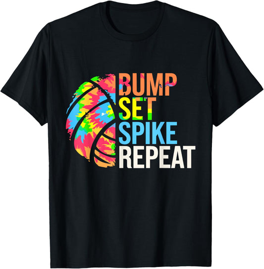 Bump Set Spike Repeat Volleybal Players Girls Teens Women T-Shirt - T-Shirt | Black