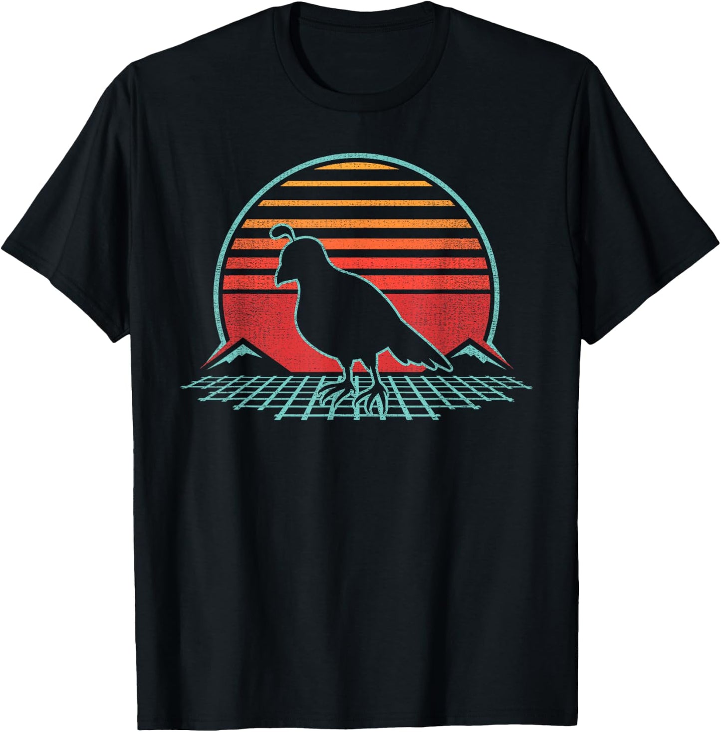 Quail Lover Bird Animal Retro Vintage 80s Style T-Shirt - T-Shirt | Black
