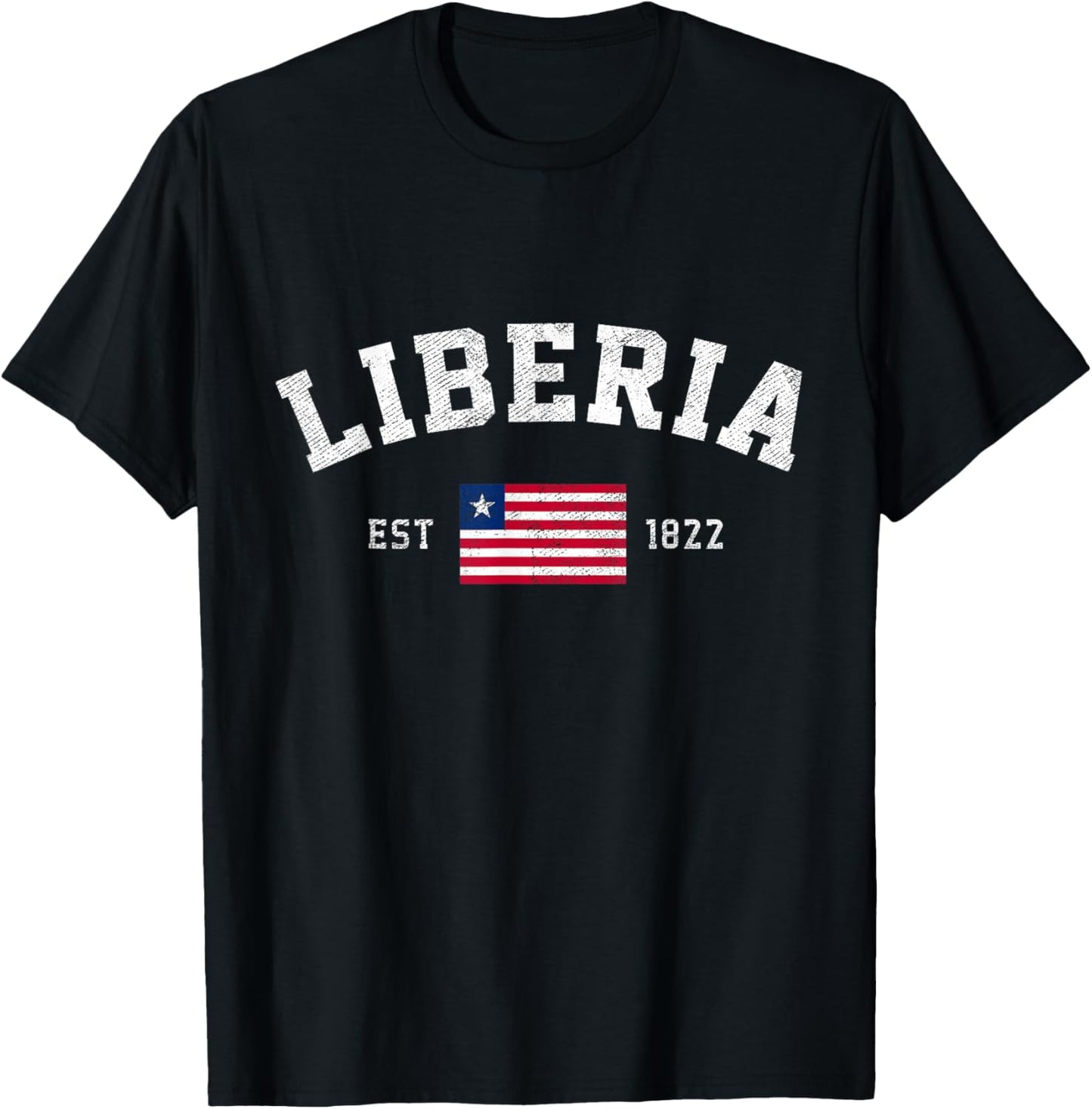 Liberia Est. 1822 Liberian Flag Independence Day T-Shirt - T-Shirt | Black