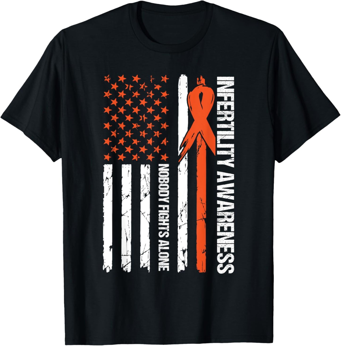 Infertility Awareness Flag Orange Ribbon IVF Transfer Day T-Shirt - T-Shirt | Black