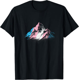 Subtle Transgender Pride Month Mountain Hiking Camping Trans T-Shirt - T-Shirt | Black