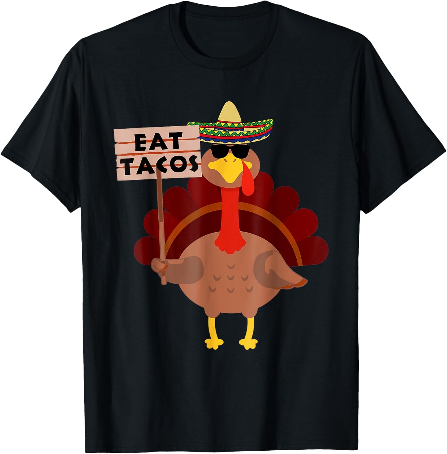 Turkey Eat tacos Adult Vegan Kids Funny Thanksgiving T-Shirt - T-Shirt | Black
