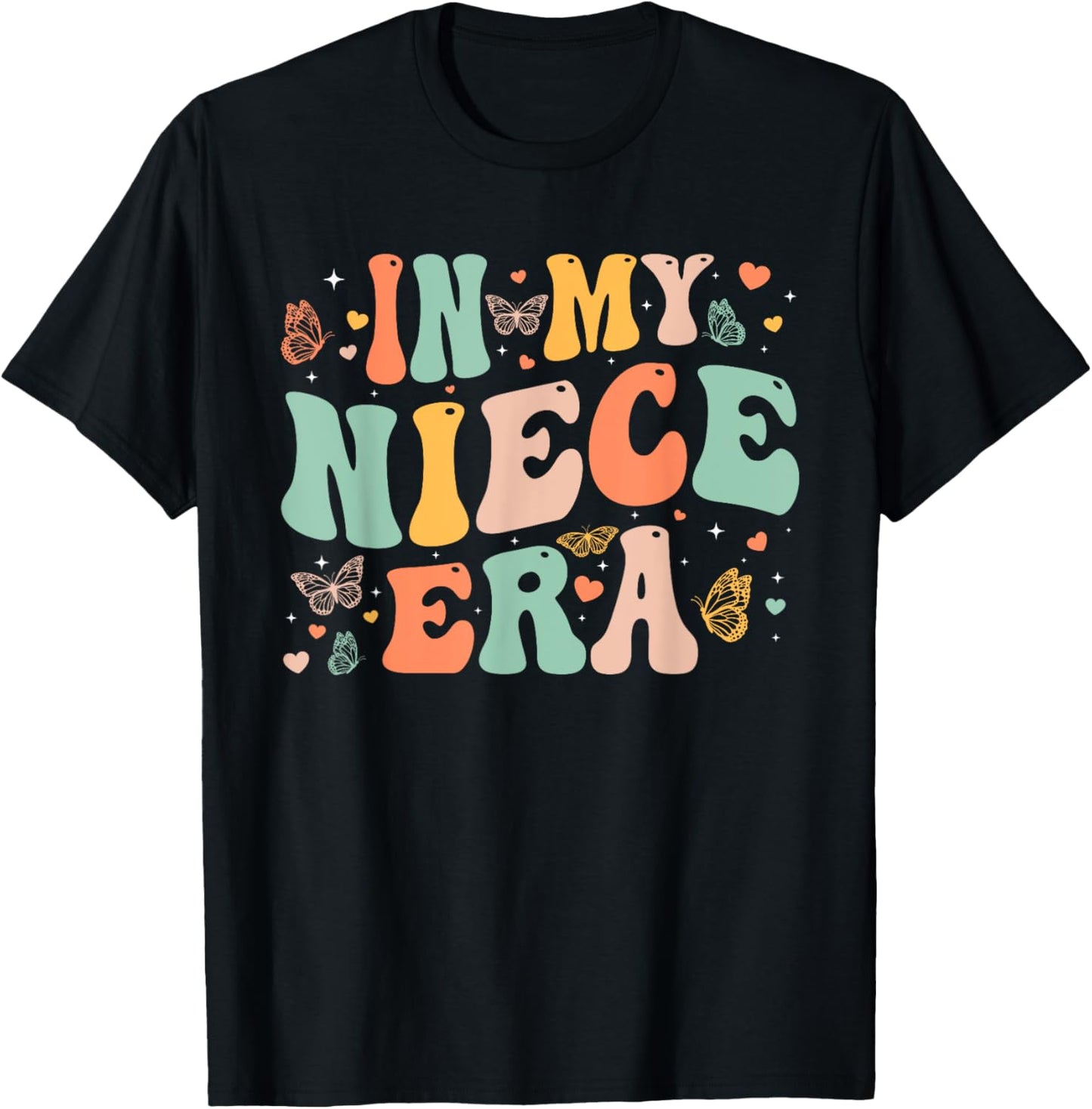 Retro Groovy In My Niece Era Mother's Day Kids Girls T-Shirt - T-Shirt | Black