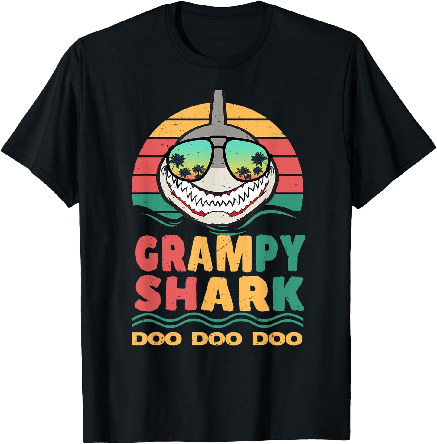 Grampy Shark Father's Day Papa Dad Grandpa Men Gift T-Shirt - T-Shirt | Black