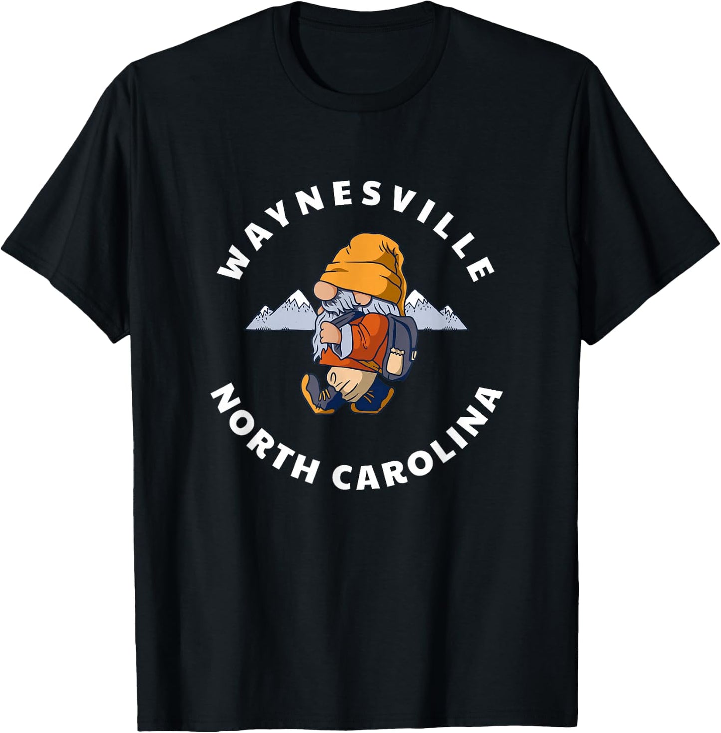 Waynesville North Carolina Hiking Gnome NC Vacation T-Shirt - T-Shirt | Black