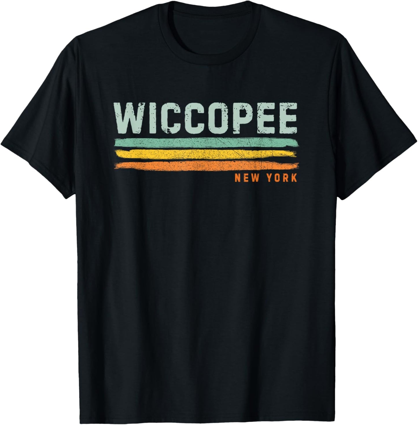 Vintage Stripes Wiccopee NY T-Shirt - T-Shirt | Black