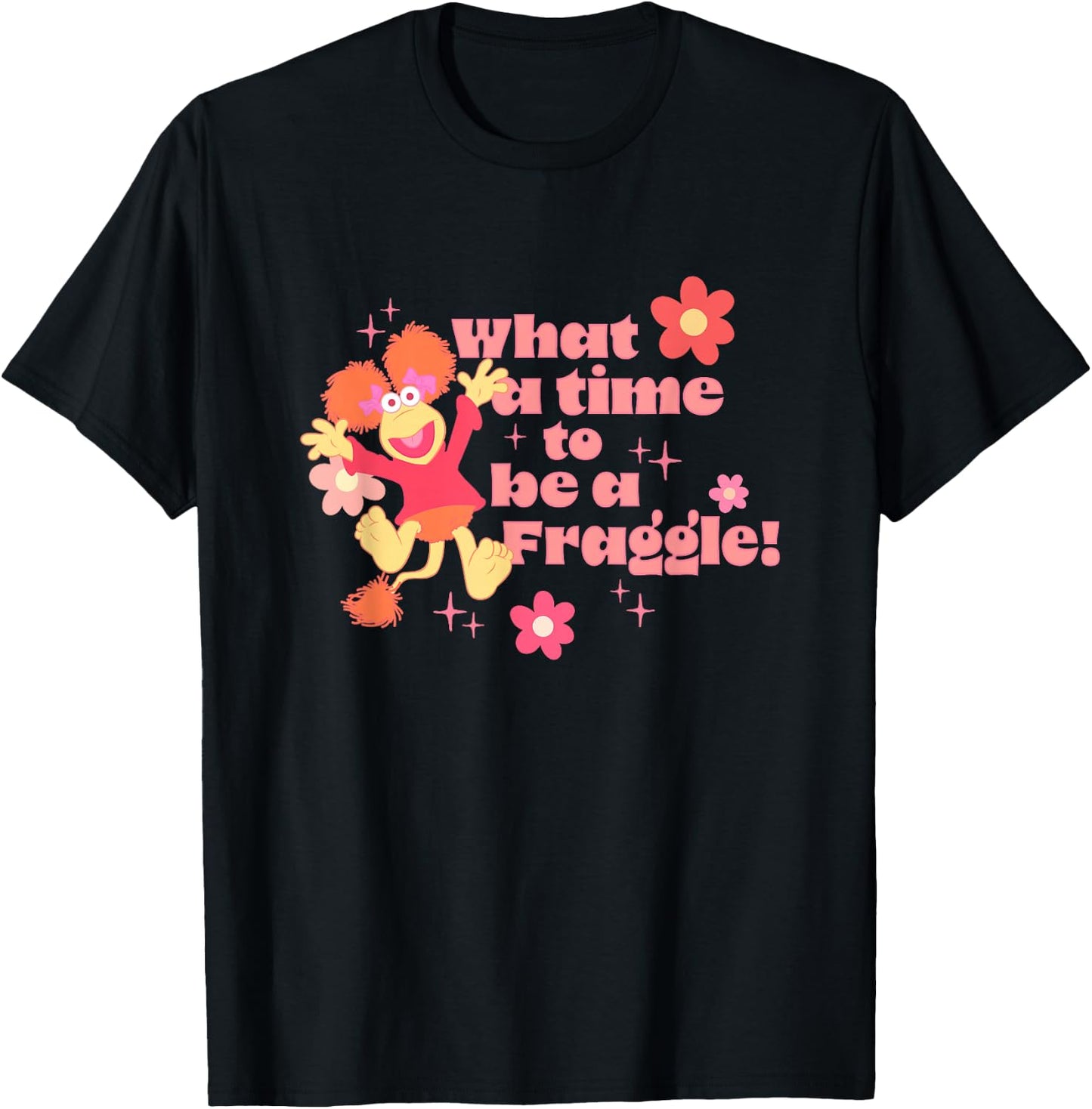 Fraggle Rock What A Time to Be A Fraggle! Cute Red Big Logo T-Shirt - T-Shirt | Black