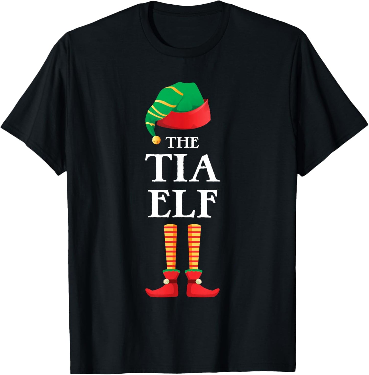 The Tia Elf Christmas Matching Family Funny Pajama Pj Xmas T-Shirt - T-Shirt | Black