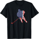 American Flag Ice Hockey US Sports & Puck Wintersport Fans T-Shirt - T-Shirt | Black