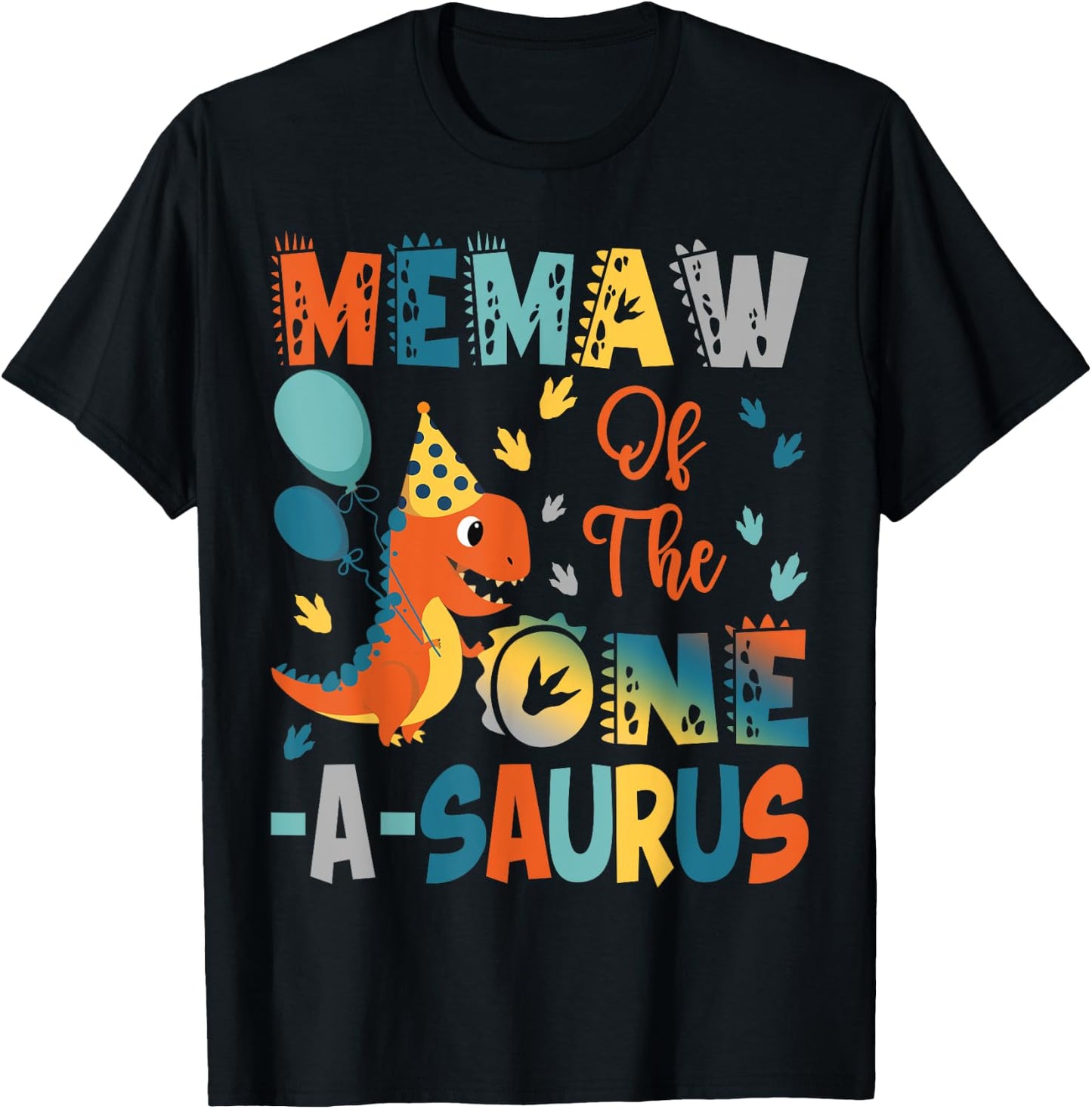 Memaw Of The One-A-Saurus 2Nd Birthday Dinosaur Party T-Shirt - T-Shirt | Black