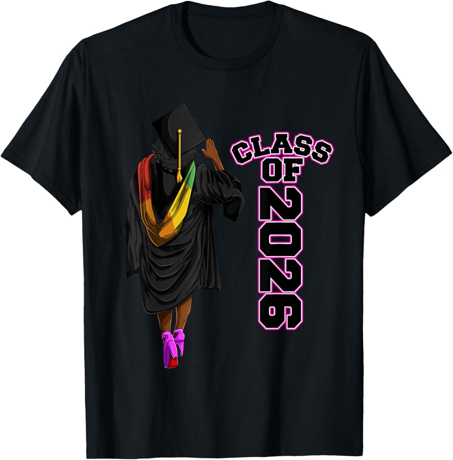 Cool Class Of 2026, African American Graduate Girls & Women T-Shirt - T-Shirt | Black