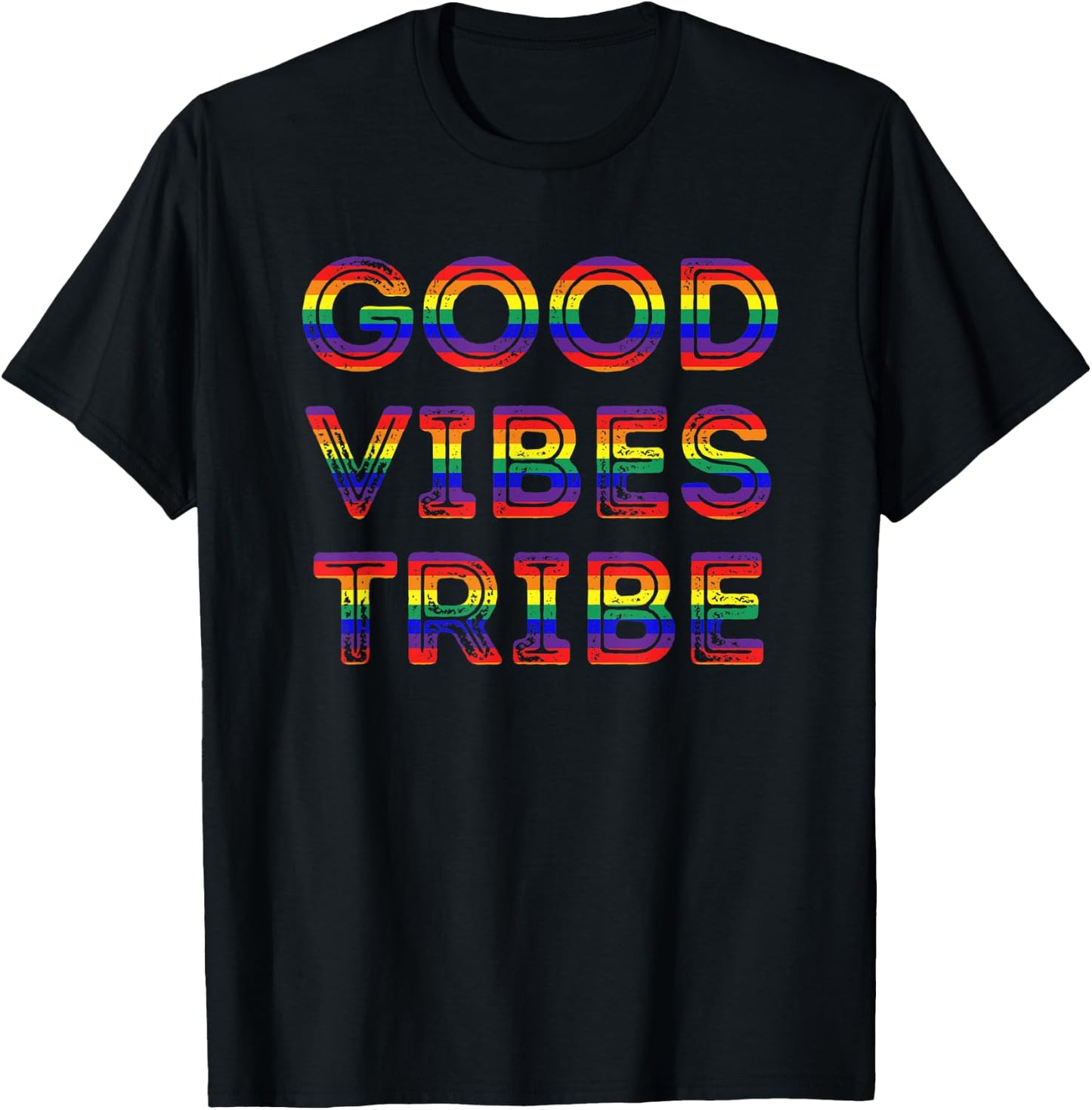 Good Vibes Tribe Summer Rainbow Happy Hippie Bohemian Sunny T-Shirt - T-Shirt | Black