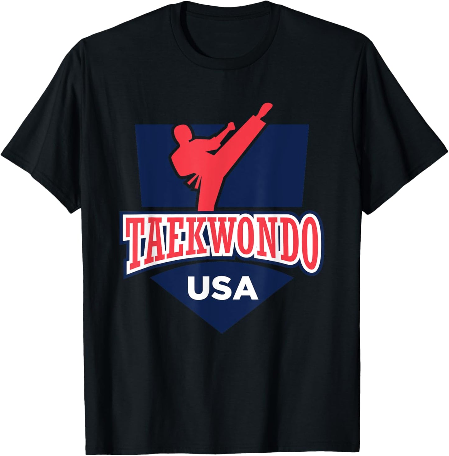 Taekwondo USA Support the Team Shirt USA Flag Fighting Women Kids Men T-Shirt - T-Shirt | Black