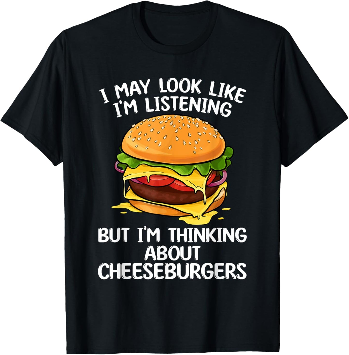 Funny Cheeseburger Design Women Kids Burger Lovers T-Shirt - T-Shirt | Black