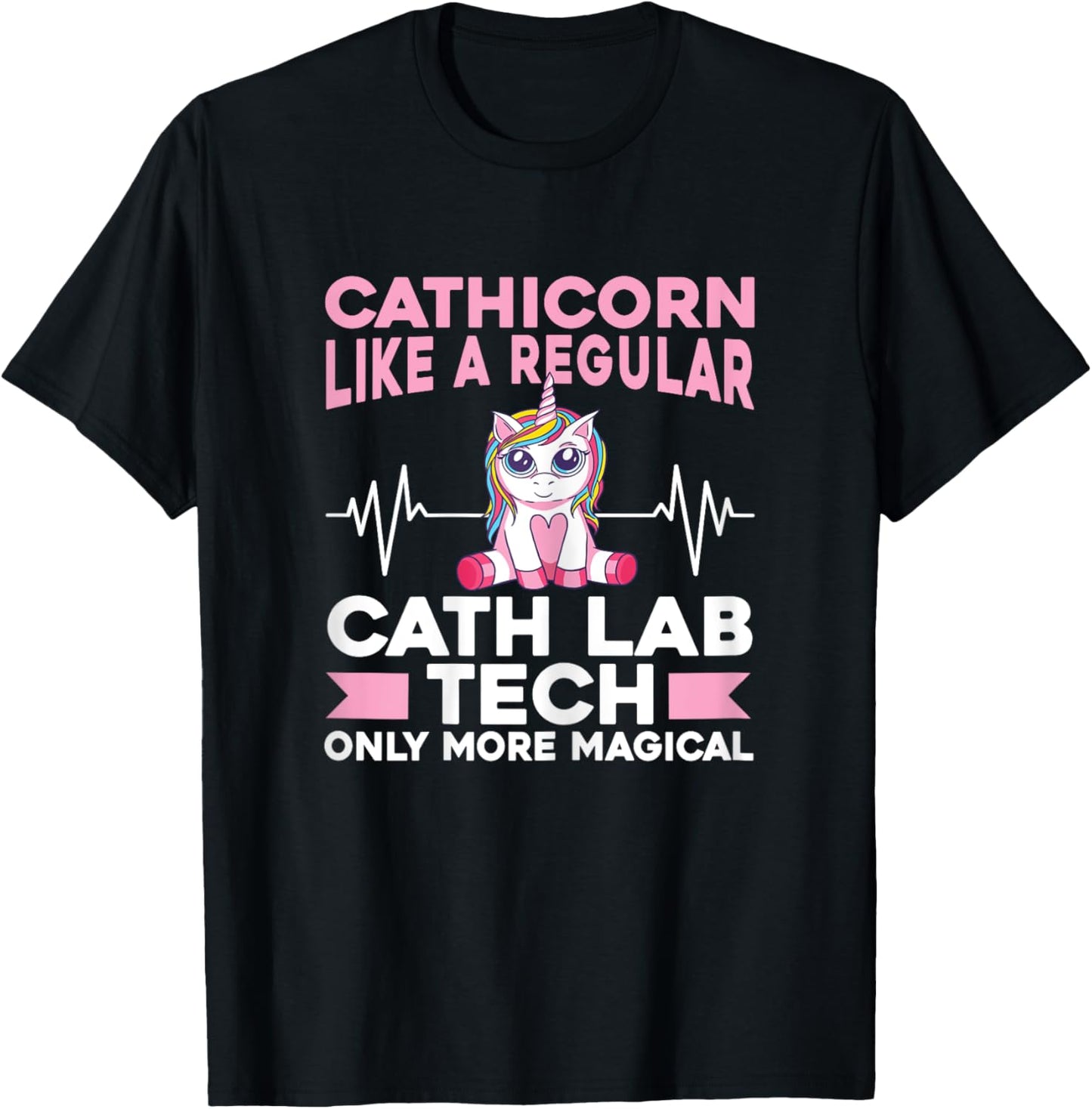 Cath Lab Nurse Heartbeat Technician Women Cath Lab Tech T-Shirt - T-Shirt | Black