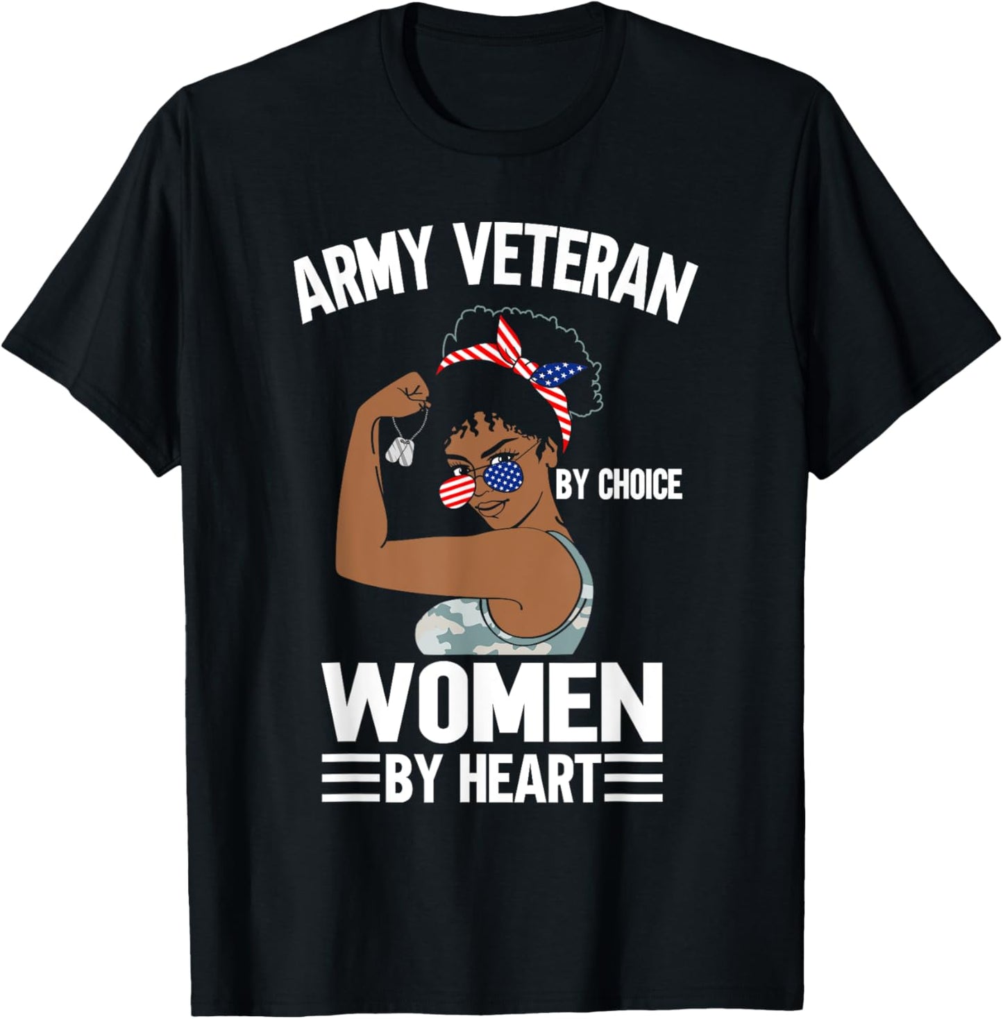 African American Army Veteran Female Afro Melanin Girl T-Shirt - T-Shirt | Black