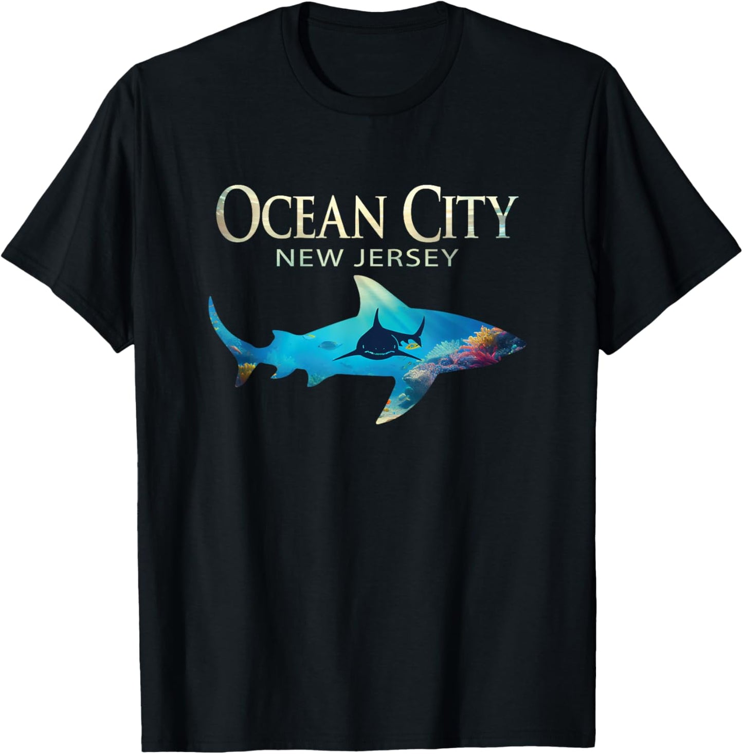 Ocean City Retro Ocean City NJ Shark T-Shirt - T-Shirt | Black