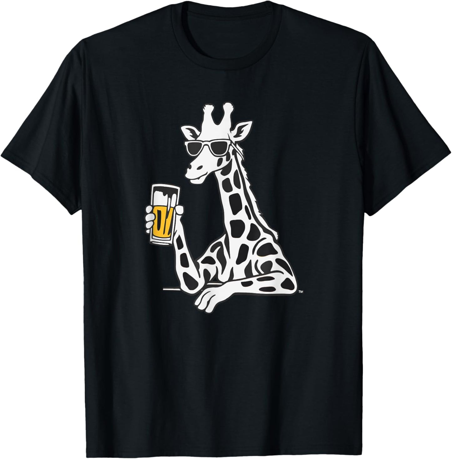 Cool Sunglasses Giraffe Drinking Beer Giraffes T-Shirt - T-Shirt | Black