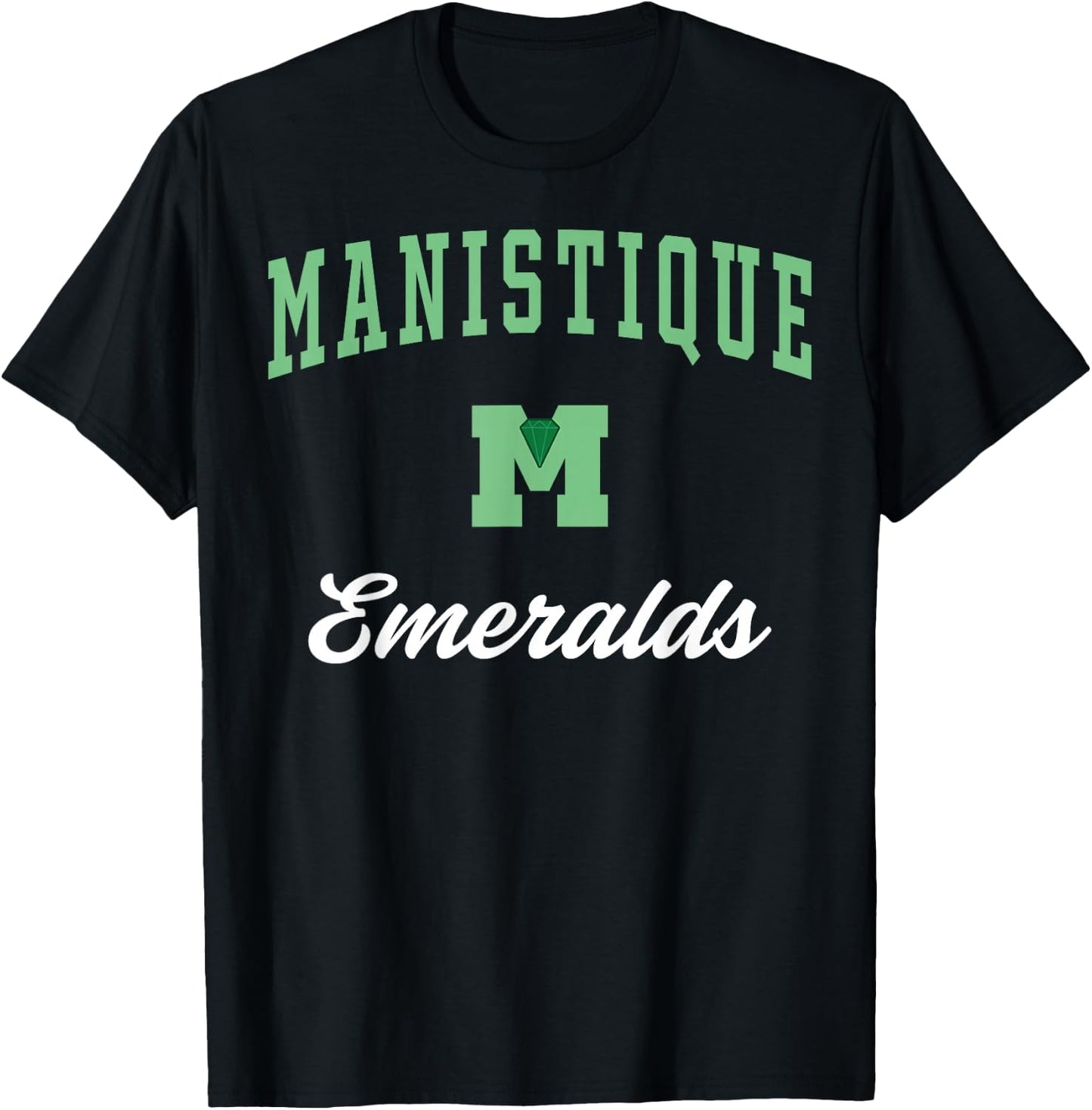 Manistique High School Emeralds T-Shirt - T-Shirt | Black